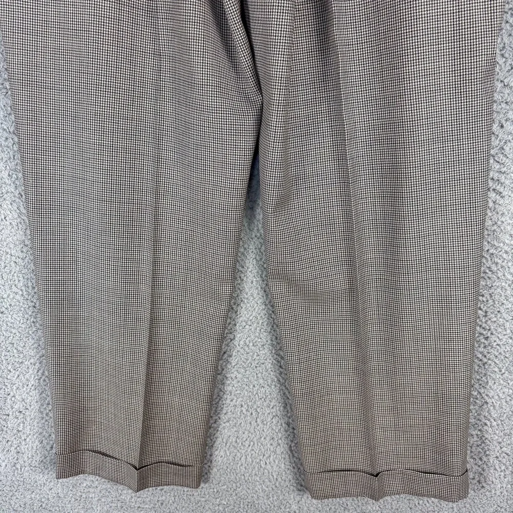 Lauren Ralph Lauren‎ Dress Pants Mens 40x30 Brown Check Wool Pleated Cuffed Work